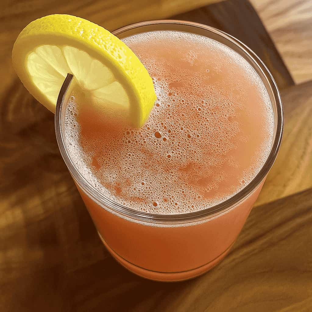 Glass of pink salt detox drink with lemon for natural digestion and weight loss