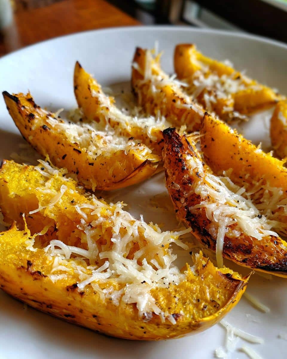 Cheddar Cheese Pumpkin Board – Easy & Delicious 3 Close-up of roasted pumpkin slices topped with melted cheddar cheese, part of a Cheddar Cheese Pumpkin Board.