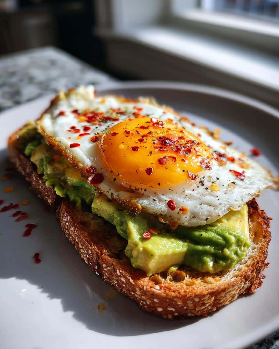 Avocado Toast with Fried Egg and Chili Flakes - Other 1