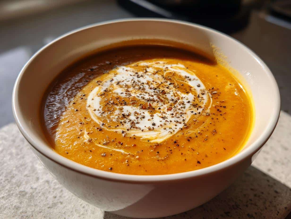 Creamy Butternut Squash Soup with Goat Cheese Swirl - Featured