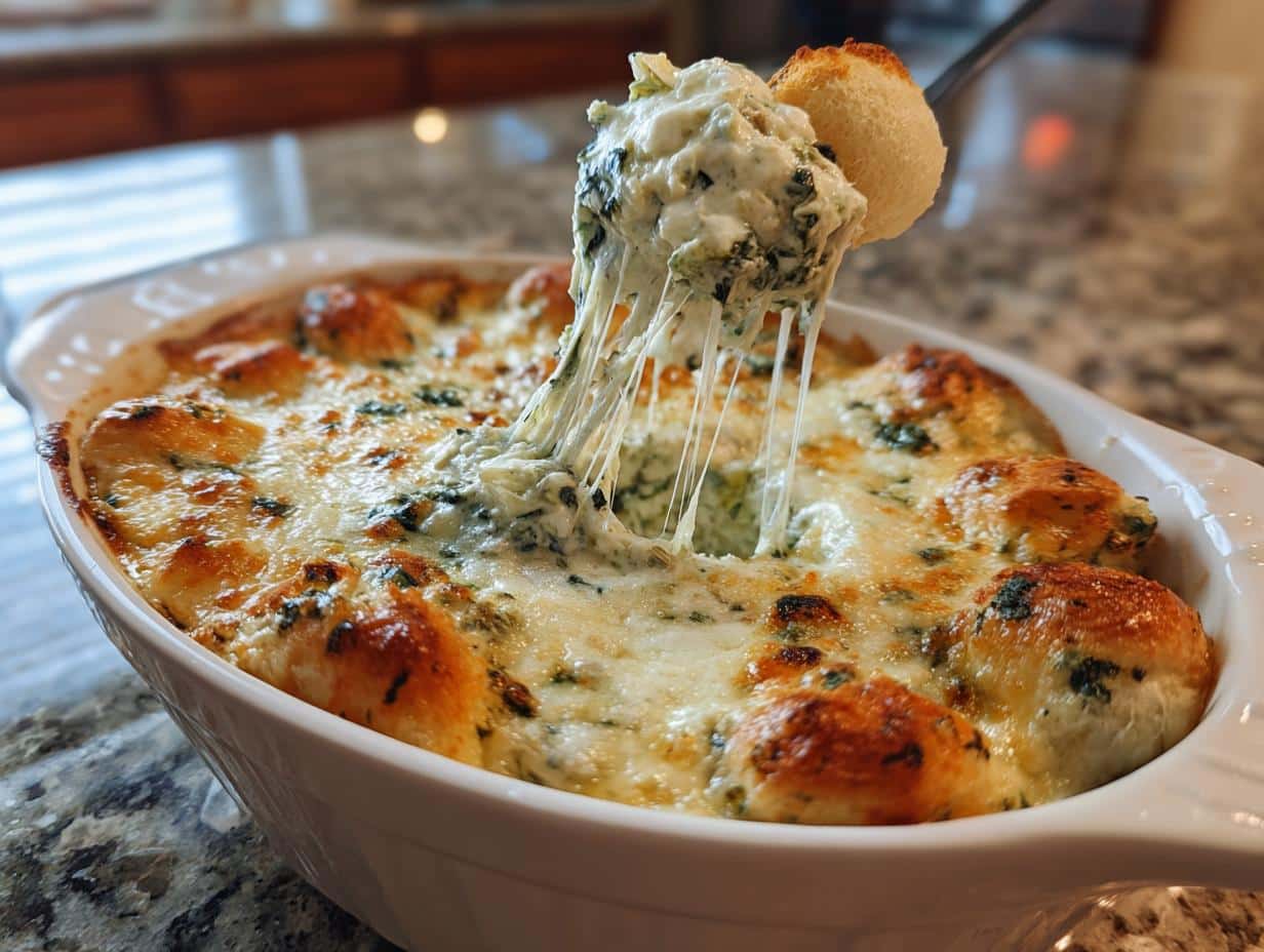 Creamy Spinach and Artichoke Dip with Mozzarella - Featured