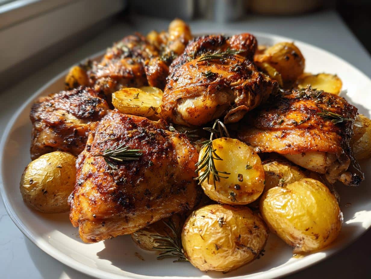 Juicy Lemon Herb Roasted Chicken and Potatoes in 1 Pan 1 Lemon Herb Roasted Chicken and Potatoes - Featured