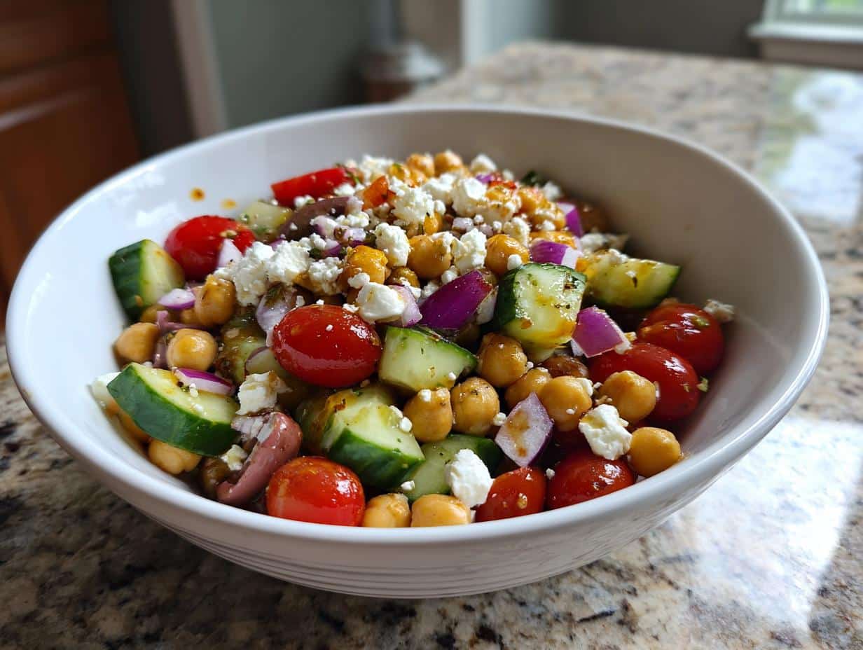 Mediterranean Chickpea Salad with Feta - Featured
