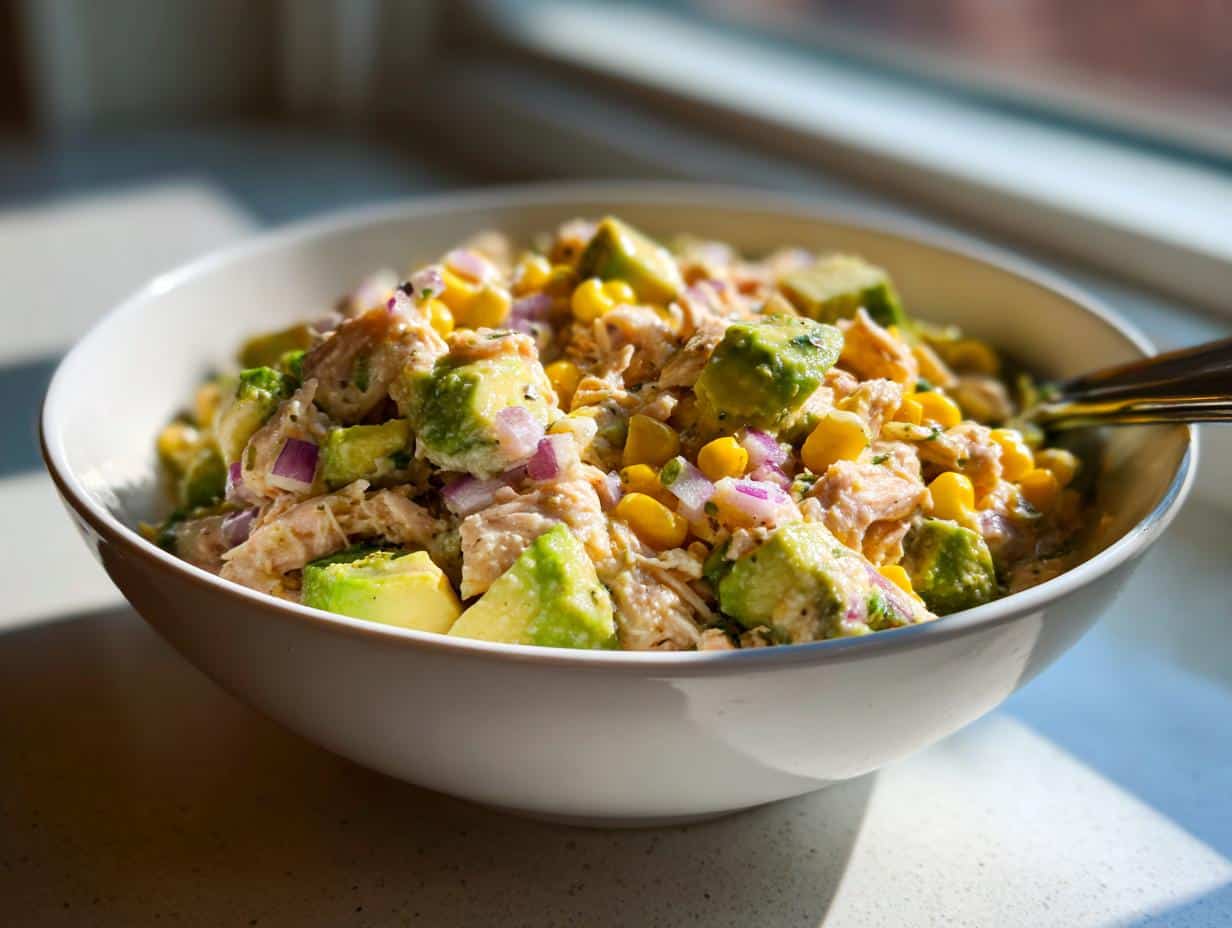 Southwest Chicken Salad with Avocado and Corn - Featured