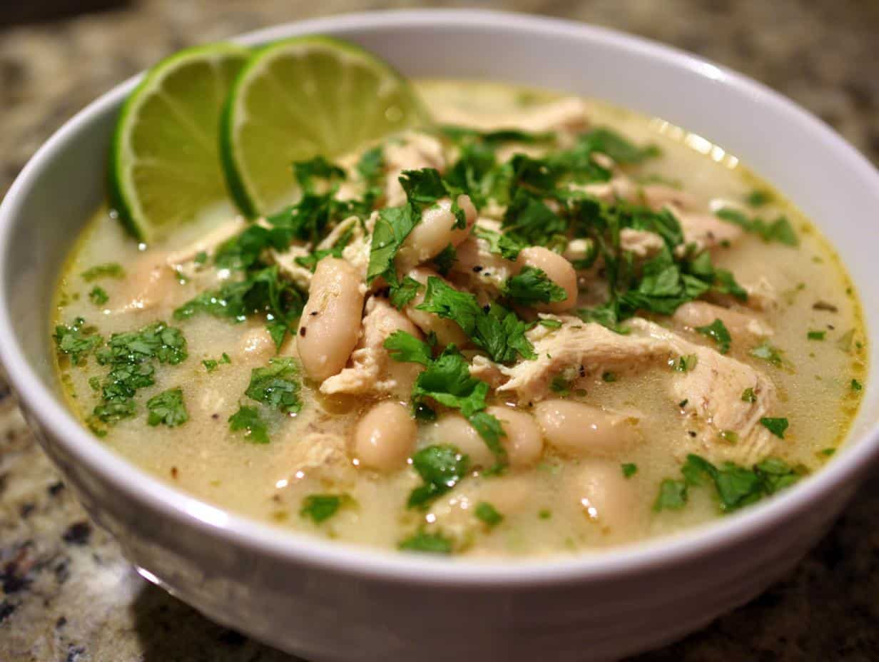 Easy White Bean Chicken Chili with Lime in 45 Minutes 1 White Bean Chicken Chili with Lime and Cilantro - Featured