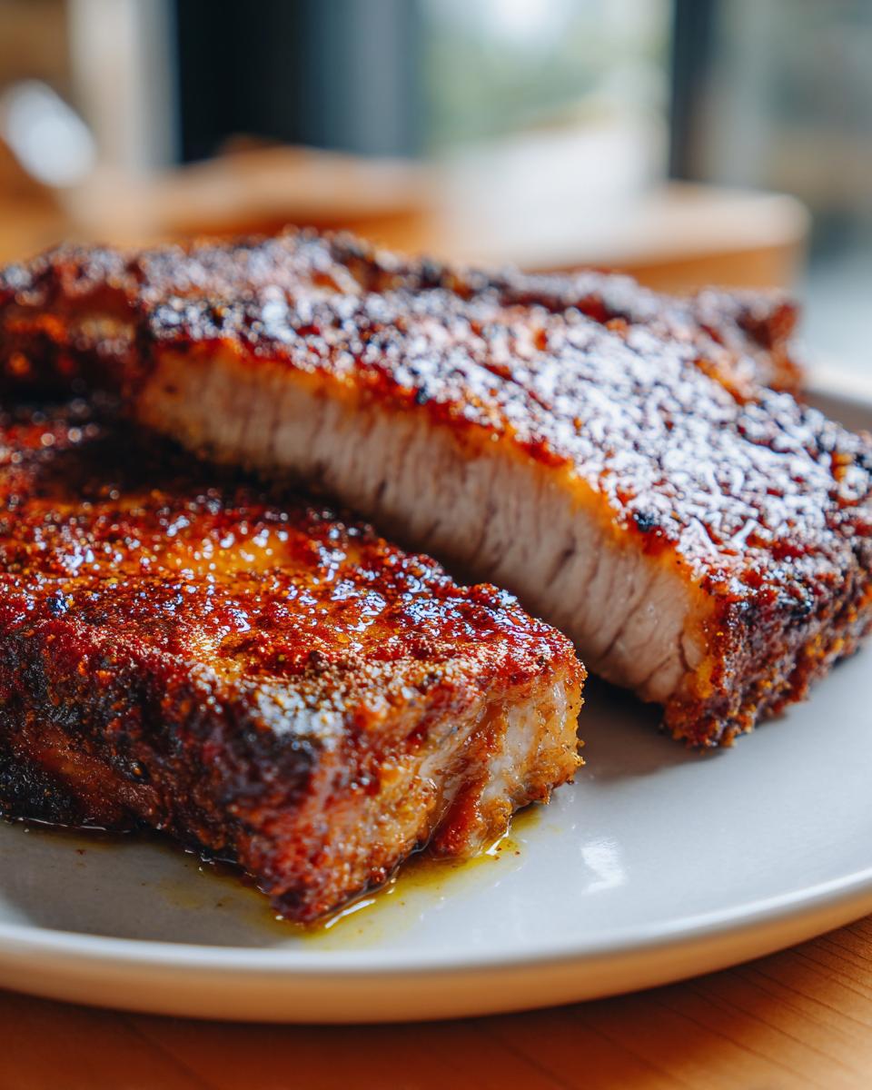 Close-up of two juicy Ranch Coated Pork Chops on a plate, showing the crispy, seasoned exterior and tender interior.