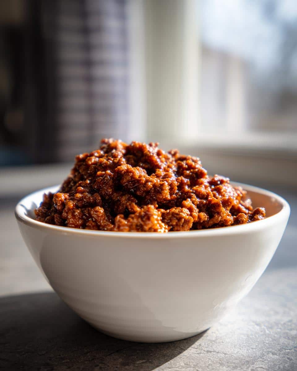 A white bowl filled with savory, cooked ground beef, perfect for Easy Ground Beef Recipes.