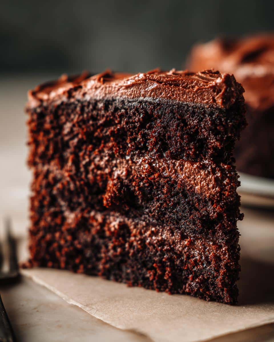 1 Perfect Chocolatey Wow Guests with Cake Ideas Recipe 3 Close-up of a decadent slice of Chocolatey Wow Guests with Cake Ideas, showing moist cake layers and smooth frosting.